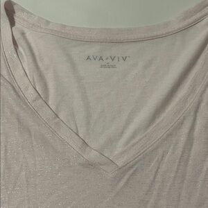 Ava & Viv Light Pink Shimmer V-Neck Tee